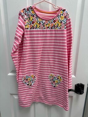 Girls Pink Striped Floral Heart Tunic